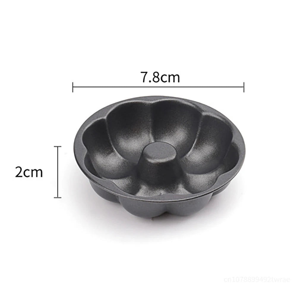 4Pcs Carbon Steel Mini Cake Pan Non-Stick Cupcake Liners Reusable Muffin Pan Pumpkin Shape Party DIY Decoration Baking Tools