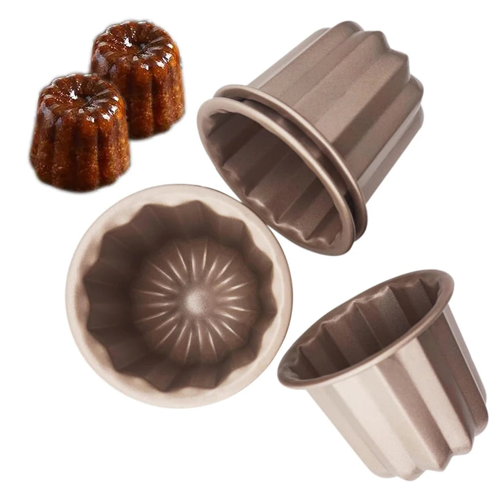 4pcs Non-stick Canele Molds Mini Lace Canele Mold Carbon Steel Canelle  Molds Muffin Cupcake Pans DIY French Pastry Cookie Tools