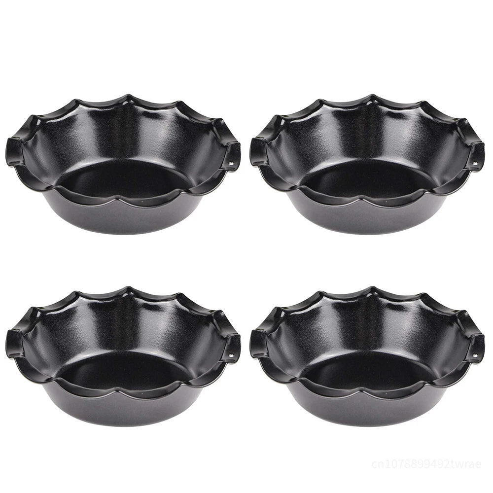 5 Inch Mini Pie Pans 4 Packs Carbon Steel Reusable Nonstick Small Pie Plate Baking 8oz Ruffled Edge Individual Round Bakeware