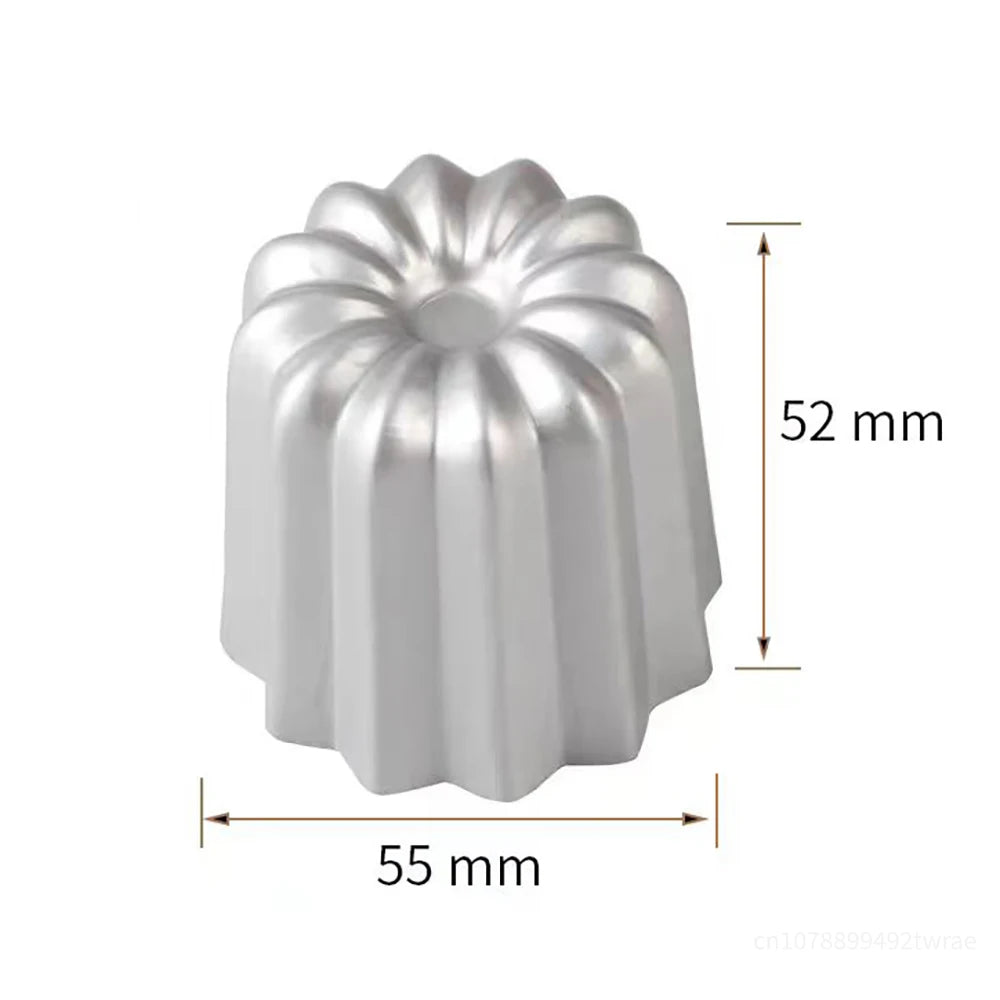 6Pcs Fluted Round Flower Shape Mold Mini Aluminum Alloy Cannele Mold Non-stick Pudding Dessert Cake Mould Baking Accessories