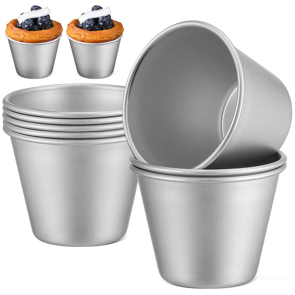 8pcs Pudding Moulds Aluminum Cupcake Mould Muffin Tin Souffle Moulds Cups Egg Tart Cheesecake Mould Non-Stick Baking Tools