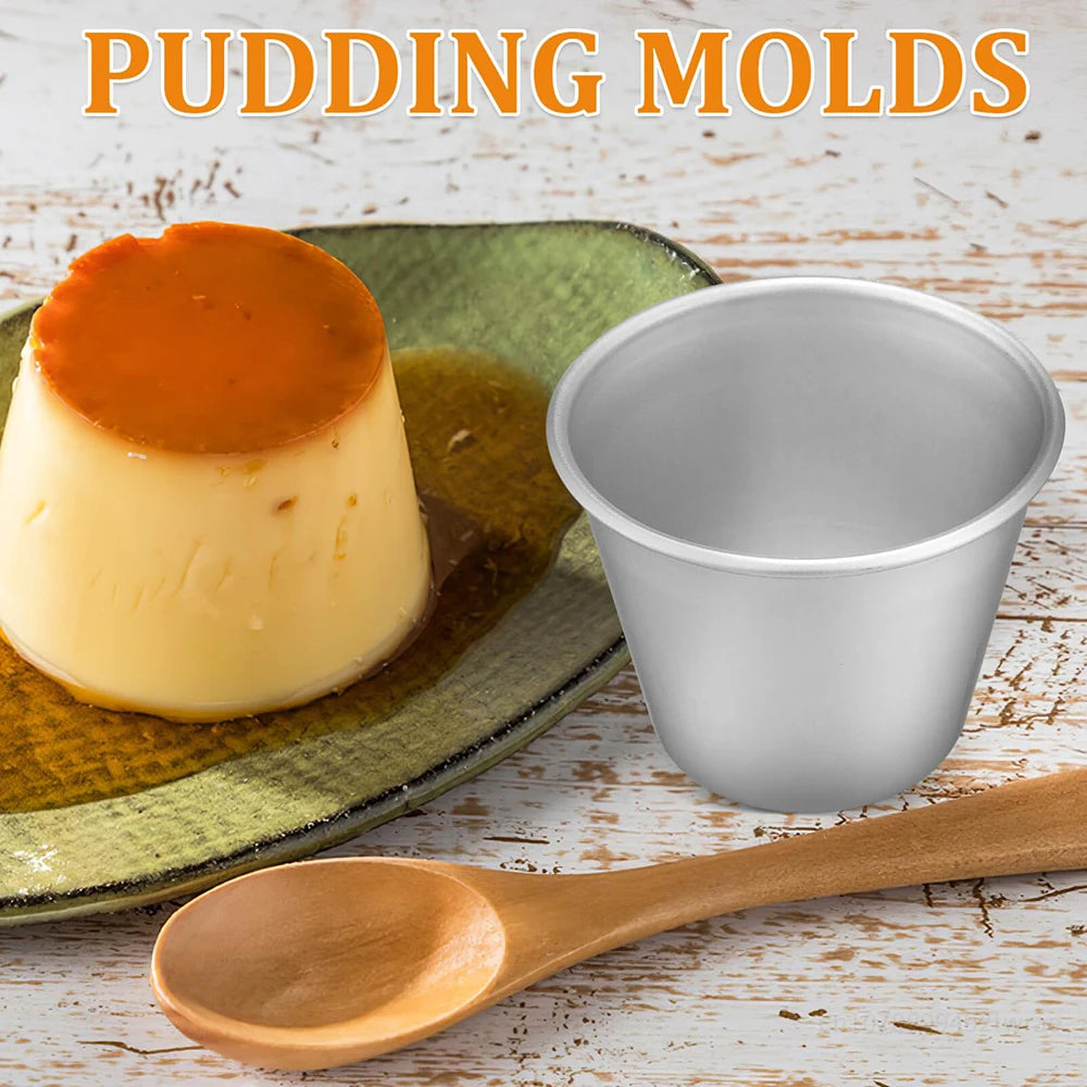 8pcs Pudding Moulds Aluminum Cupcake Mould Muffin Tin Souffle Moulds Cups Egg Tart Cheesecake Mould Non-Stick Baking Tools