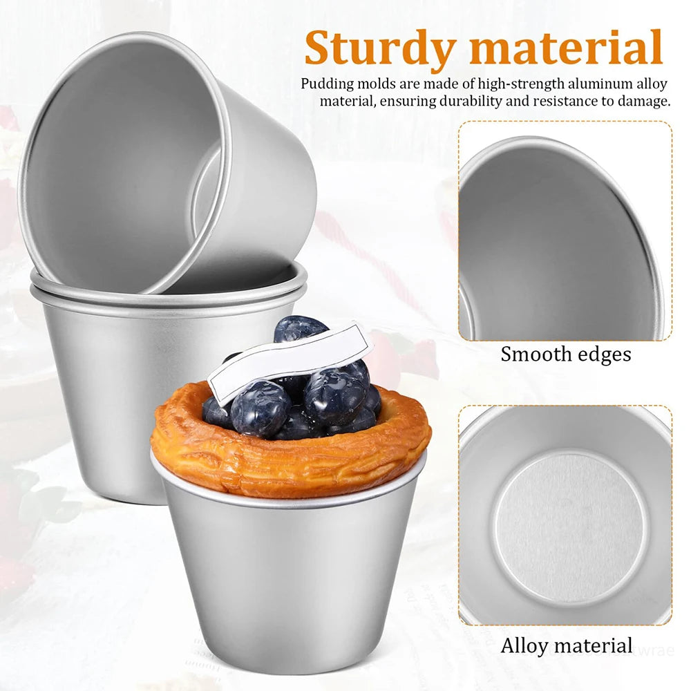 8pcs Pudding Moulds Aluminum Cupcake Mould Muffin Tin Souffle Moulds Cups Egg Tart Cheesecake Mould Non-Stick Baking Tools