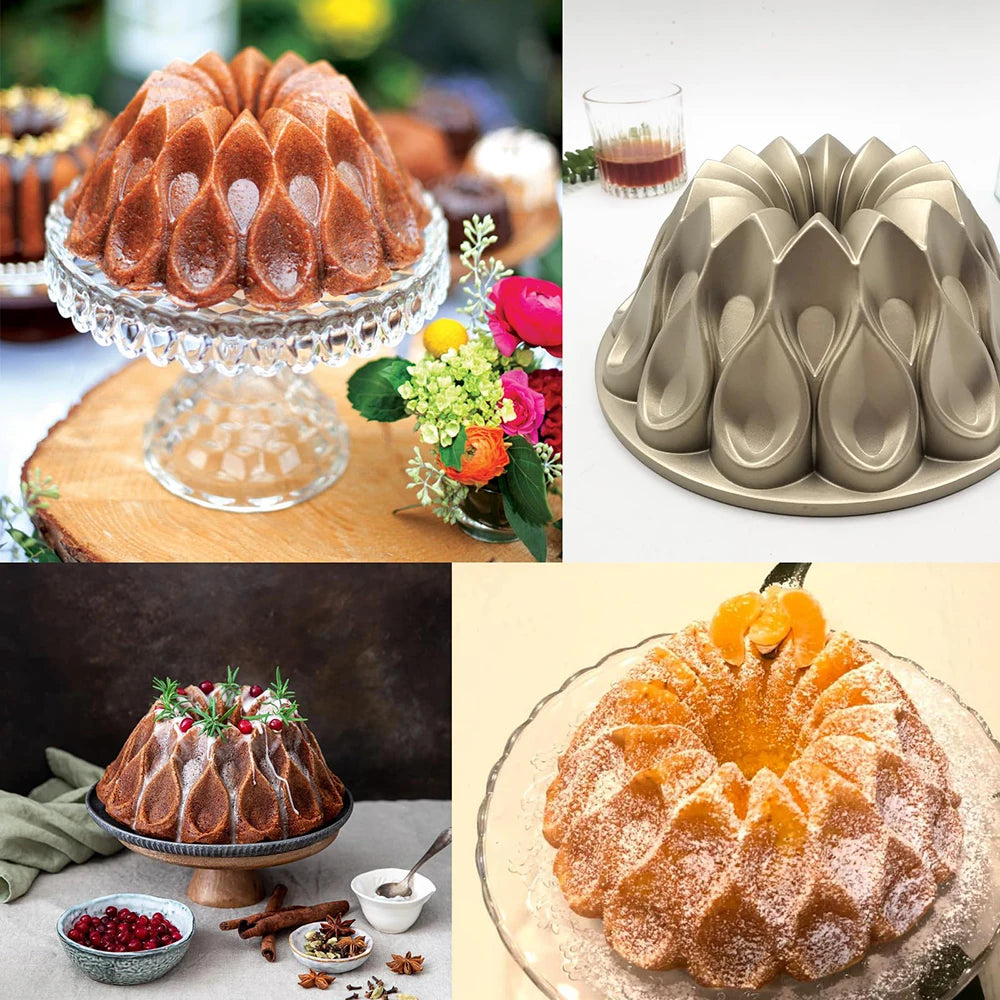 Golden 3D Elegant Crown Shaped Cake Pan Aluminum Alloy Non-Stick Mold Kitchen Accessories DIY Charlotte Cake Baking Mould