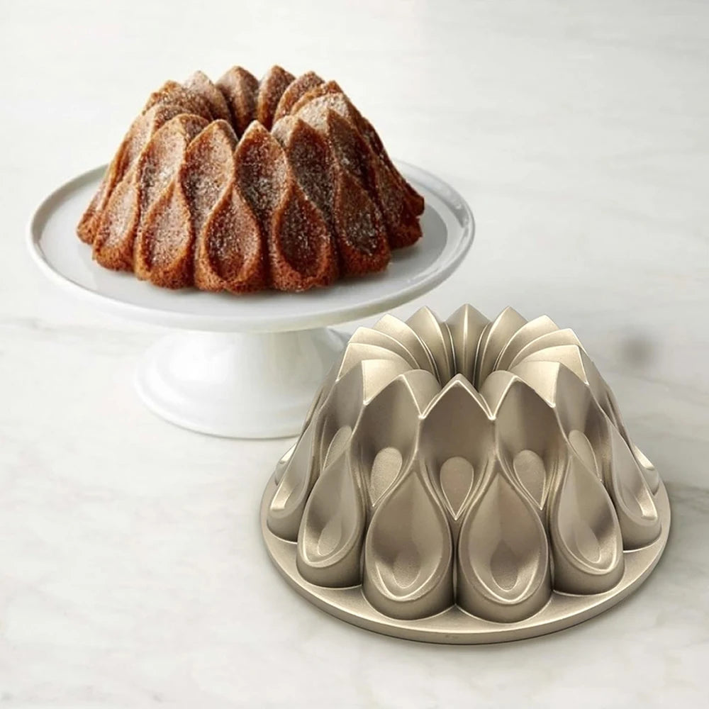 Golden 3D Elegant Crown Shaped Cake Pan Aluminum Alloy Non-Stick Mold Kitchen Accessories DIY Charlotte Cake Baking Mould