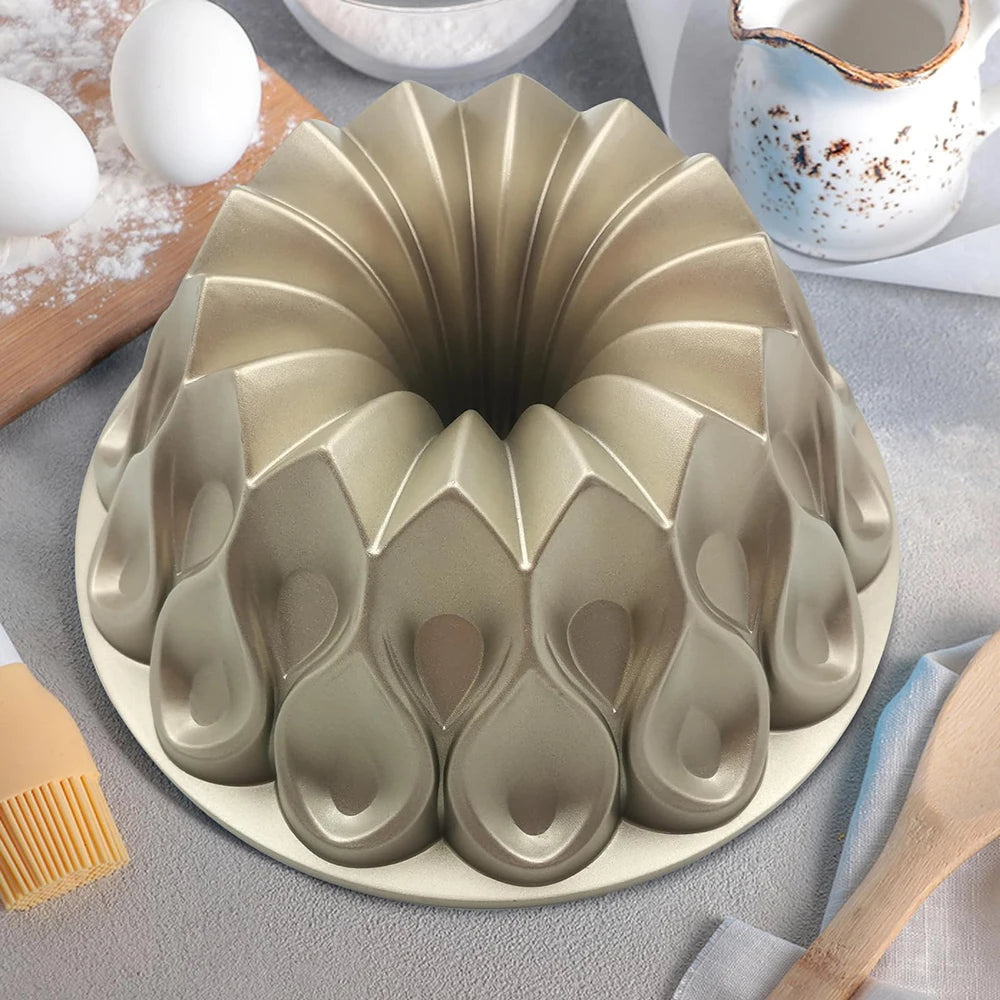 Golden 3D Elegant Crown Shaped Cake Pan Aluminum Alloy Non-Stick Mold Kitchen Accessories DIY Charlotte Cake Baking Mould