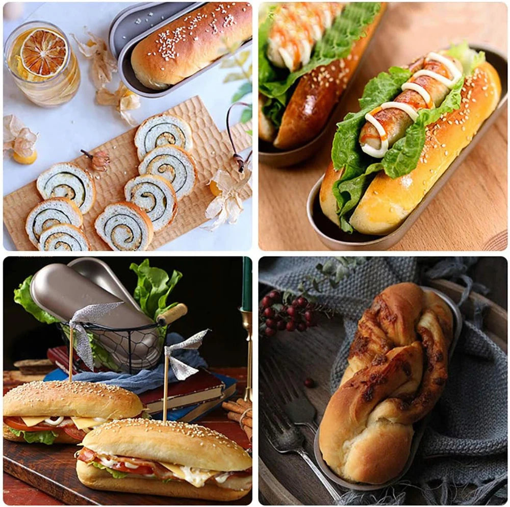 Non-Stick Hot Dog Mold 7 Inch Long Bread Toast Mold Oven Baking Carbon Steel Cake Pan Kitchen Cooking Accessories Baking Tools