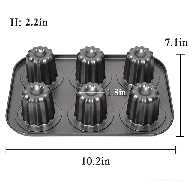 Canele Mold Non-Stick Canele Pan Carbon Steel Mini Fluted Cake Pan French Cake Mold Muffin Cupcake Molds Baking Tools