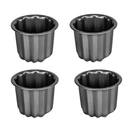 4PCS Carbon Steel Cannele Muffin Cup Mold High Quality Non-Stick Fluted Mould Cake Pan Cupcake Muffin Mould Baking Kitchen Tools