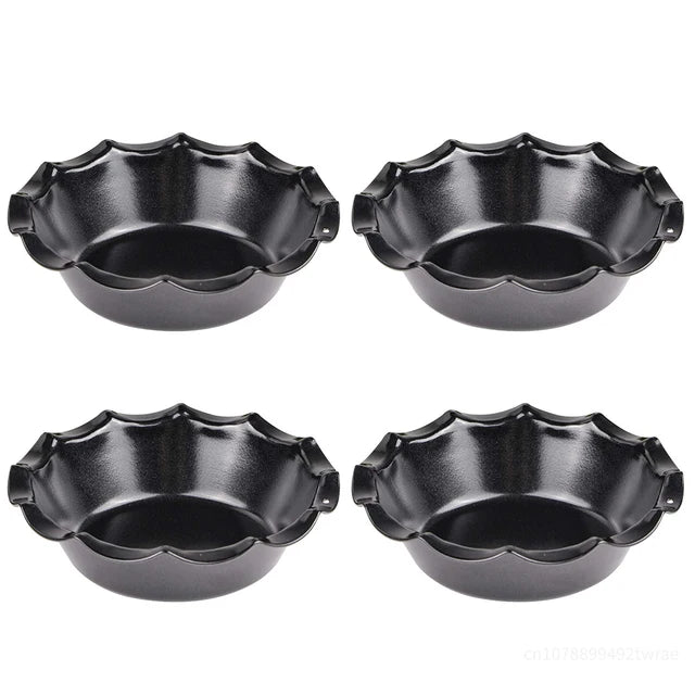 5 Inch Mini Pie Pans 4 Packs Carbon Steel Reusable Nonstick Small Pie Plate Baking 8oz Ruffled Edge Individual Round Bakeware